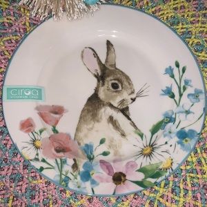CIROA PINK BUNNY FLORAL SALAD EASTER PLATE